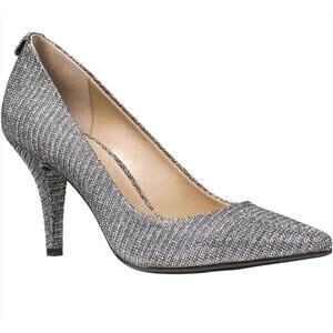 Michael Kors MK Flex Kitten Pumps Silver Glitter Mirror Metallic Womens Size 11